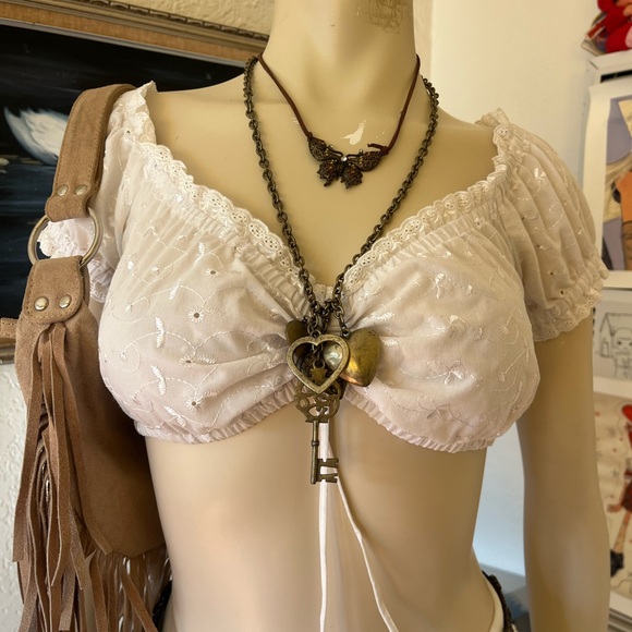 White Ruffled Crop Top - Picture 2 of 5